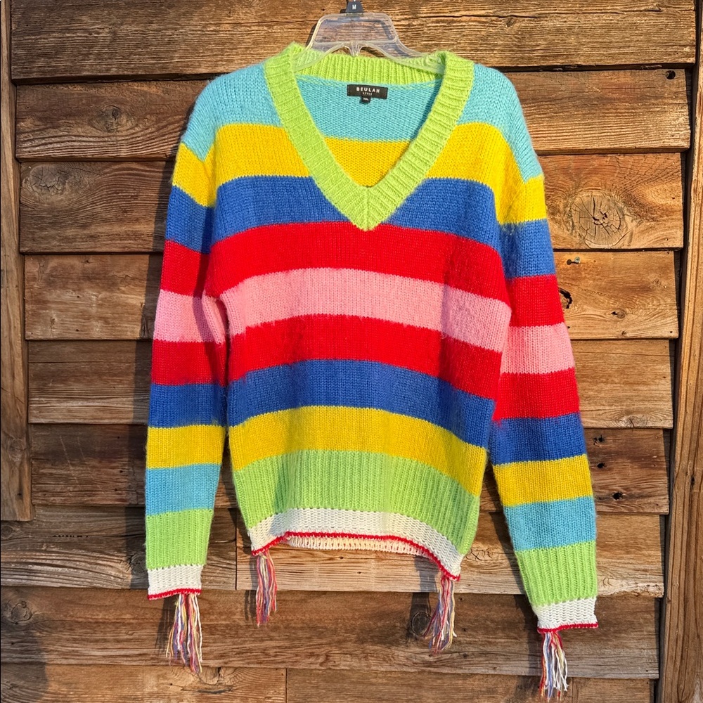 BEULAH STYLE striped knit pullover sweater